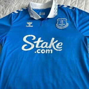 Hummel brand EVERTON FC Men's Blue SOCCER JERSEY Size L